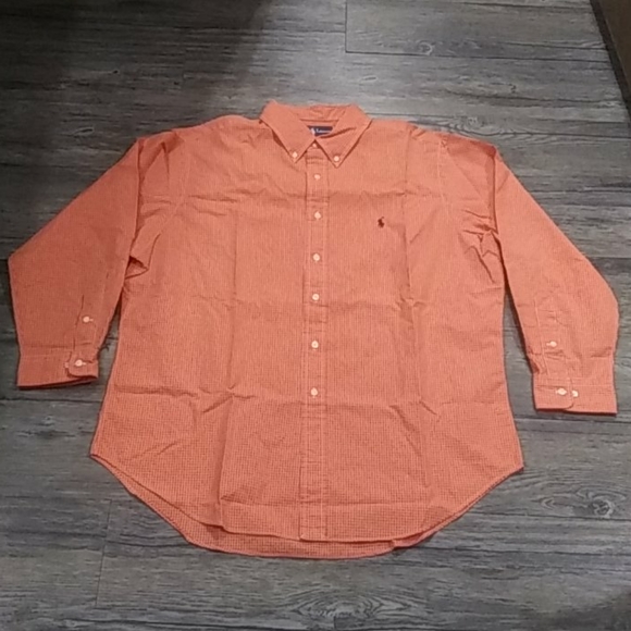 Ralph Lauren shirt size 17men orange button down - Picture 2 of 7